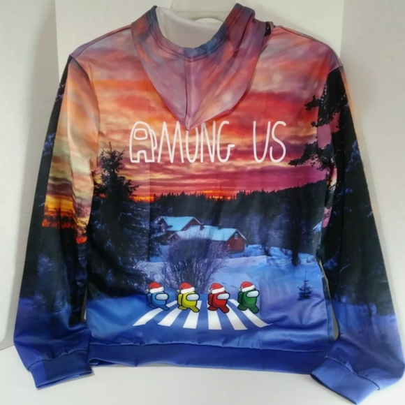 Cosplay Boy's Sz L Hoodie Sweatshirt Blue With Multicolored 3D Graphic Design - Picture 5 of 6